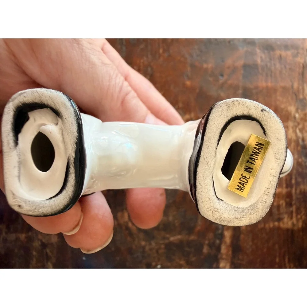 Boston Warehouse Cow Napkin Rings Set of 8 Ceramic Farmcore 1993 4in Black White